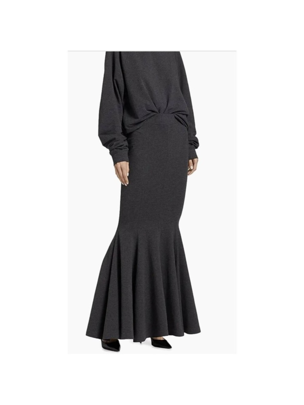 Norma Kamali Dark Gray Flared Maxi Skirt